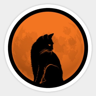 Black Cat and Full Moon Sticker